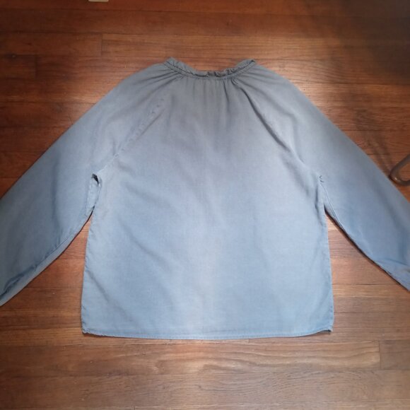 CLOTH & STONE 100% tencel raglan ruffle neck shirt (S) - Picture 5 of 12